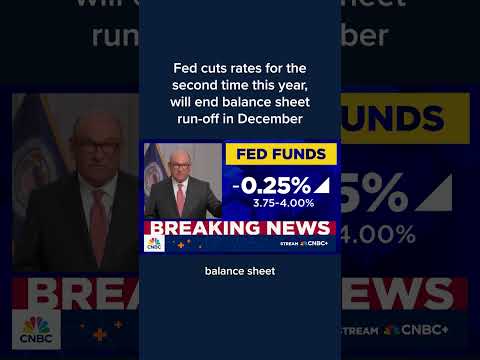 Fed cuts rates for the second time this year, will end balance sheet run-off in December