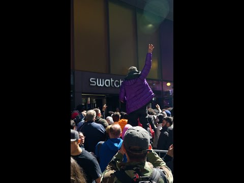 Hundreds Swarm Swatch Stores for “Royal Pop” Release