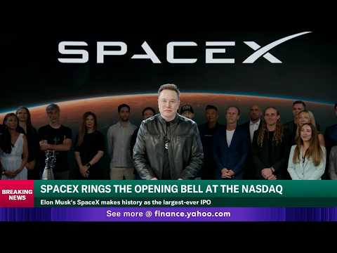 Watch SpaceX CEO Musk remotely ring Nasdaq opening bell for historic IPO